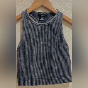 Timing Women's Charcoal Ribbed Tank Top